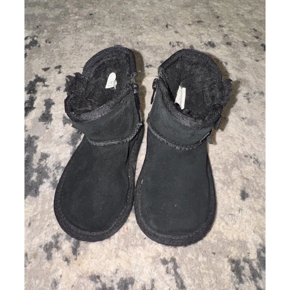 Koolaburra Ugg Toddler Girl Sz 6 Suede Leather Ankle Boots Black Winter
